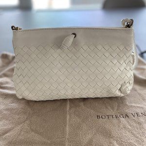 Bottega Veneta Mini Clutch with Removable Shoulder Strap White
